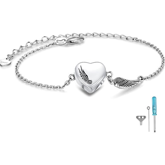 Infinity/Tree of Life/Rose/Angel Wings/Heart Urn Bracelet for Ashes 925 Sterling